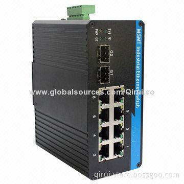 Industrial Optical Ethernet switch: 8x10/100T to 2x10/100/1000X SFP, Industrial Management